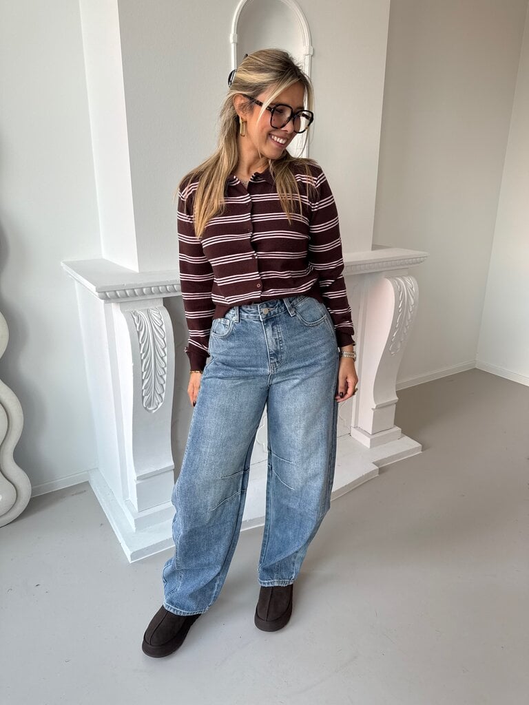 Julie polo knit brown/pink