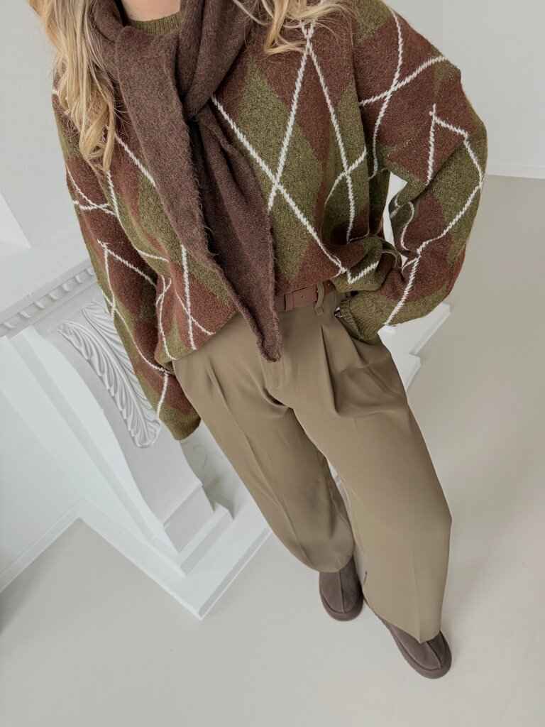 Theresa knit khaki/caramel
