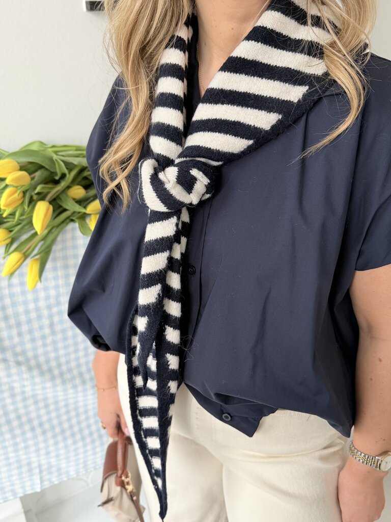 Lauren scarf ecru/blue