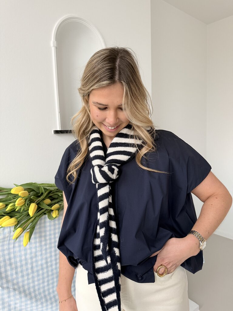 Lauren scarf ecru/blue