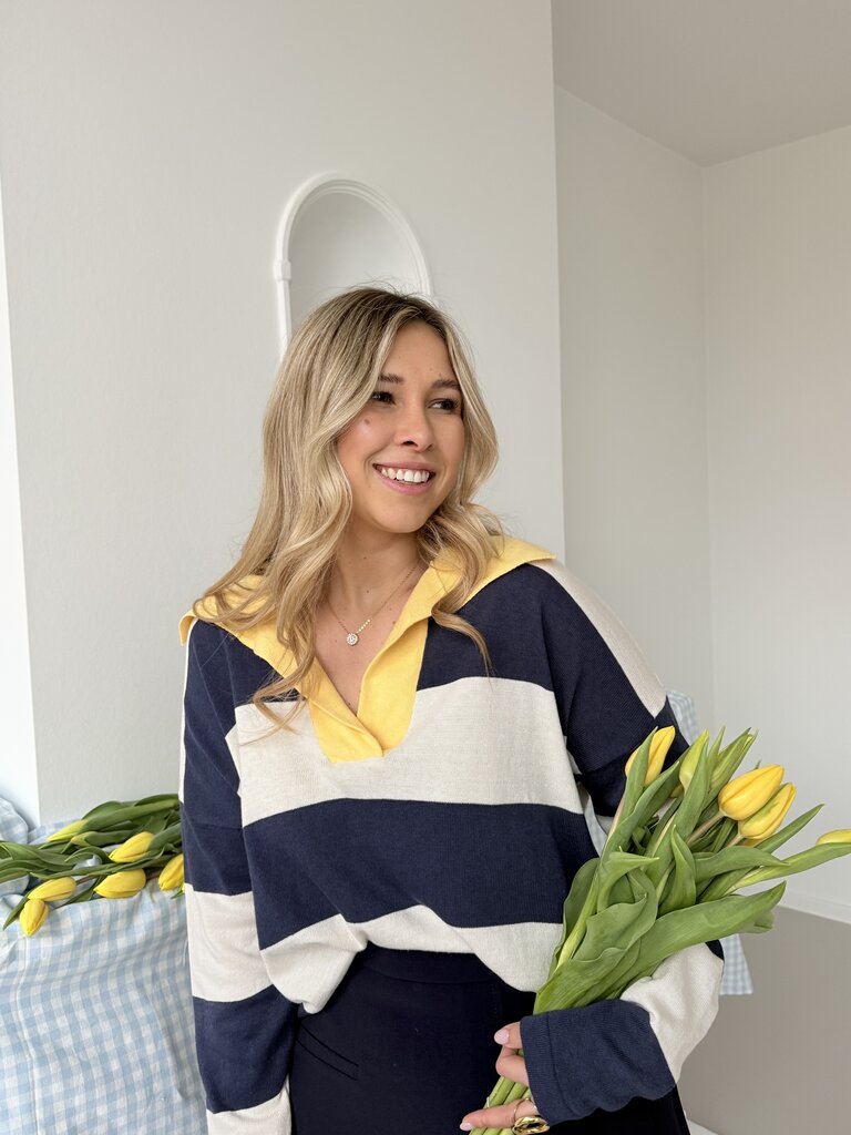 Gaëlle polo knit navy/yellow