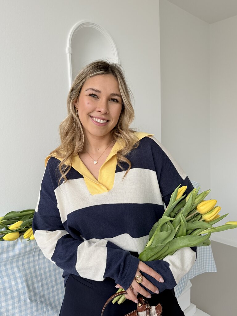 Gaëlle polo knit navy/yellow