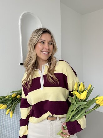 Olivia polo knit burgundy/yellow