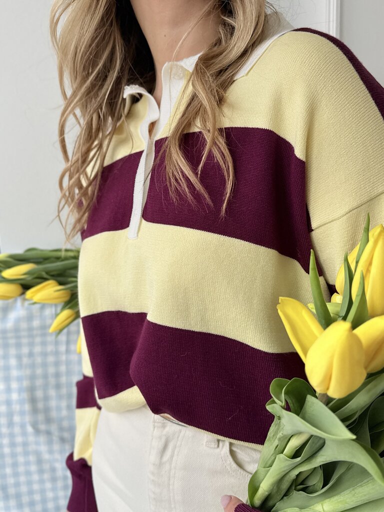 Olivia polo knit burgundy/yellow