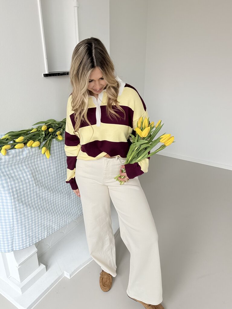 Olivia polo knit burgundy/yellow