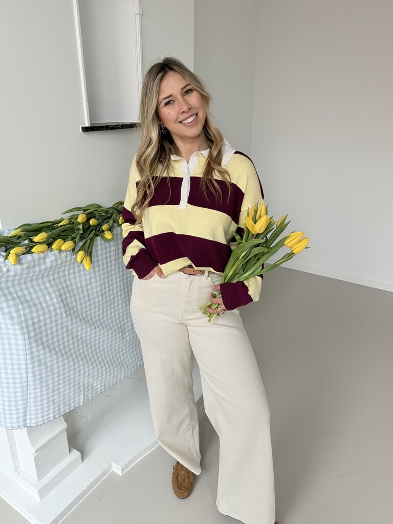 Olivia polo knit burgundy/yellow