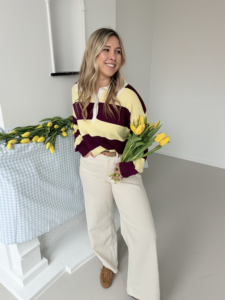 Olivia polo knit burgundy/yellow