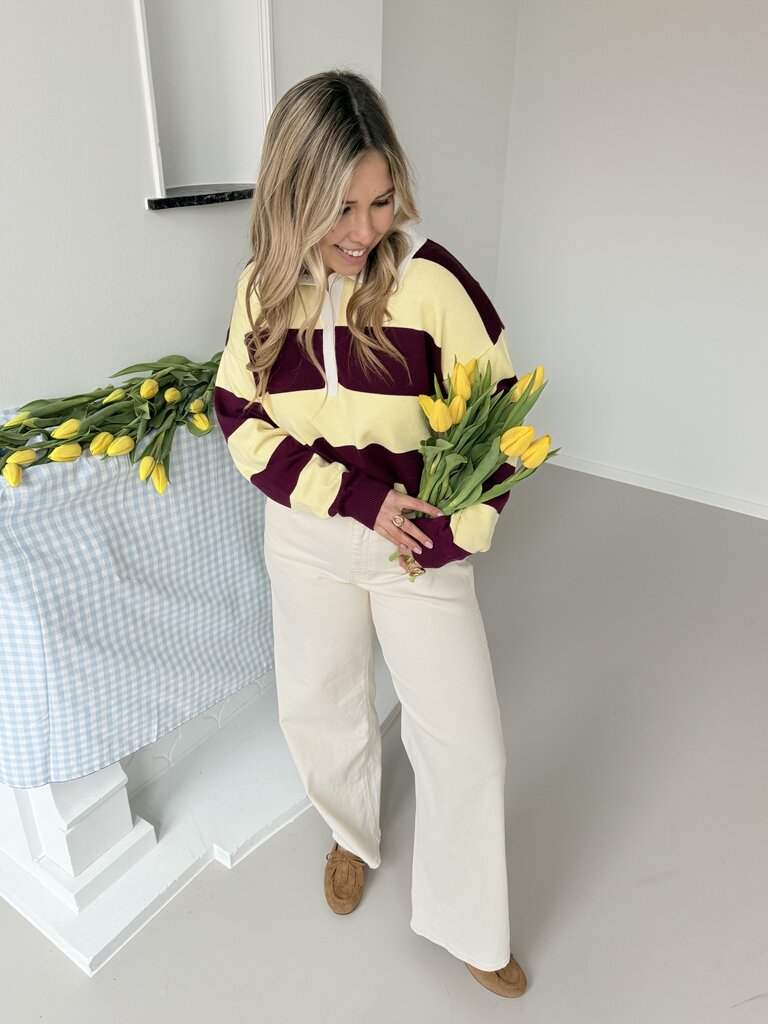 Olivia polo knit burgundy/yellow