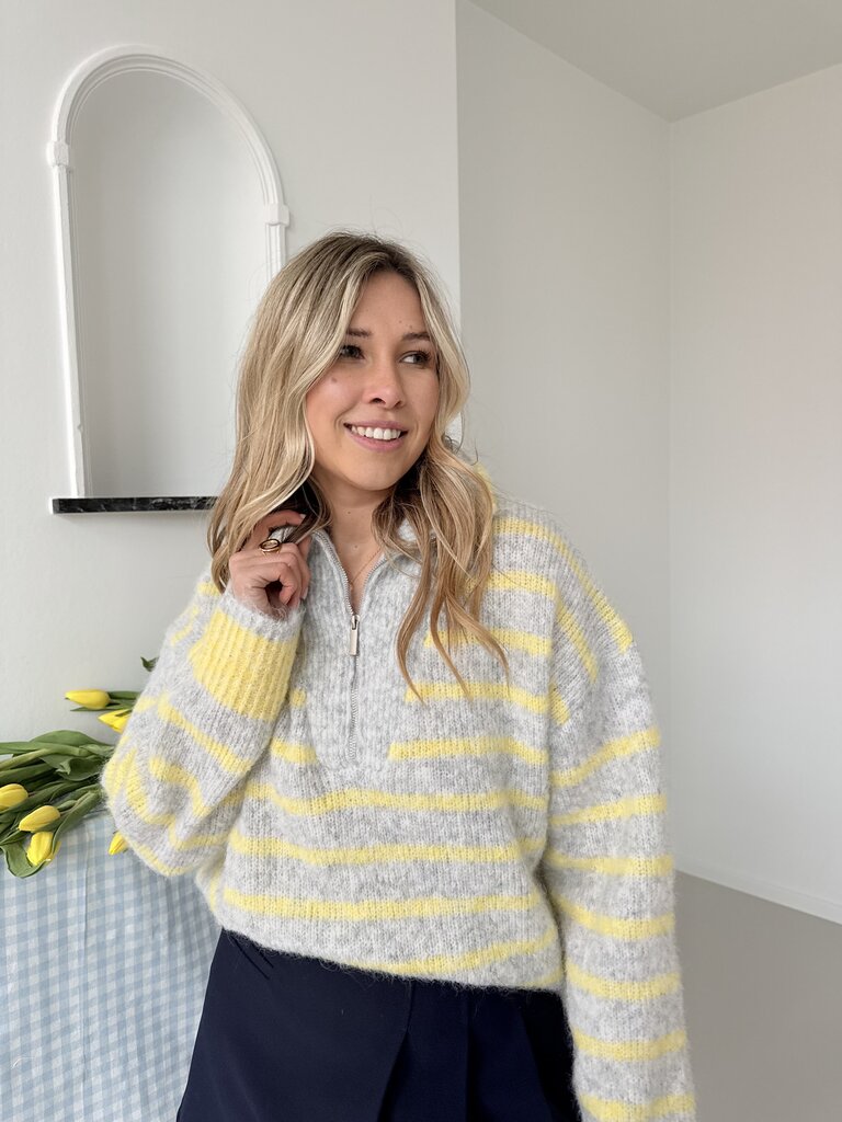 Julot zipper knit grey/yellow