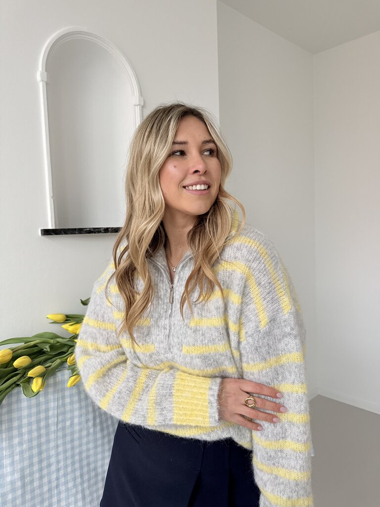 Julot zipper knit grey/yellow