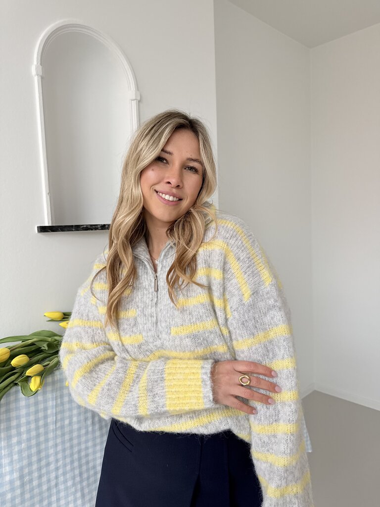 Julot zipper knit grey/yellow