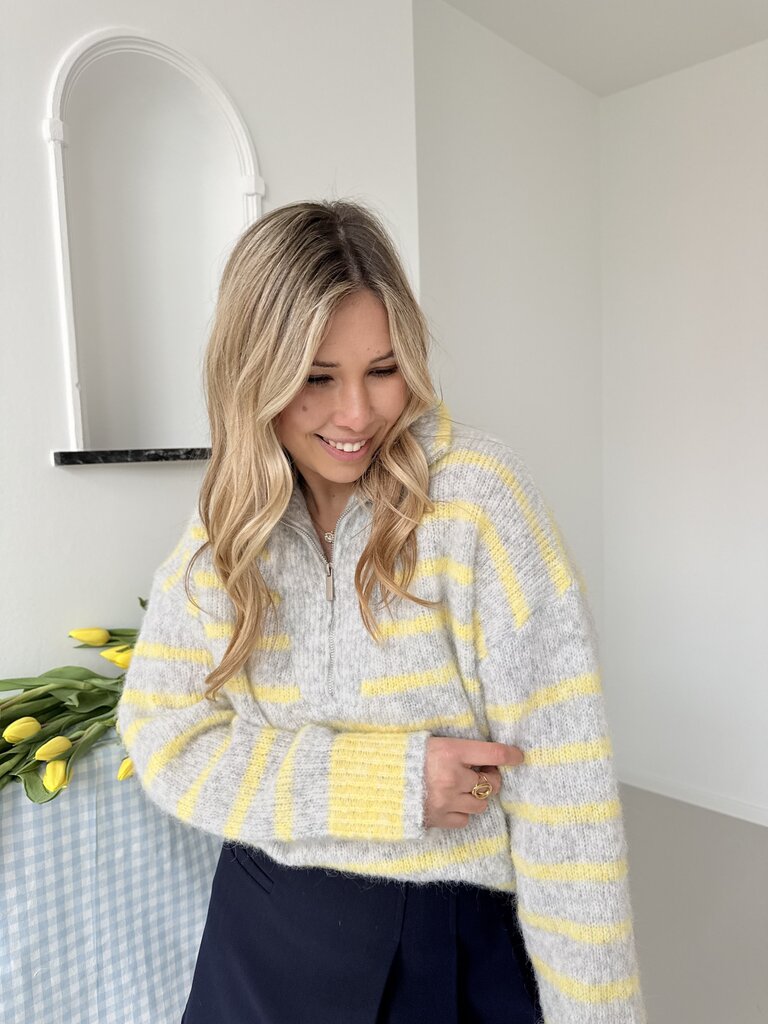 Julot zipper knit grey/yellow