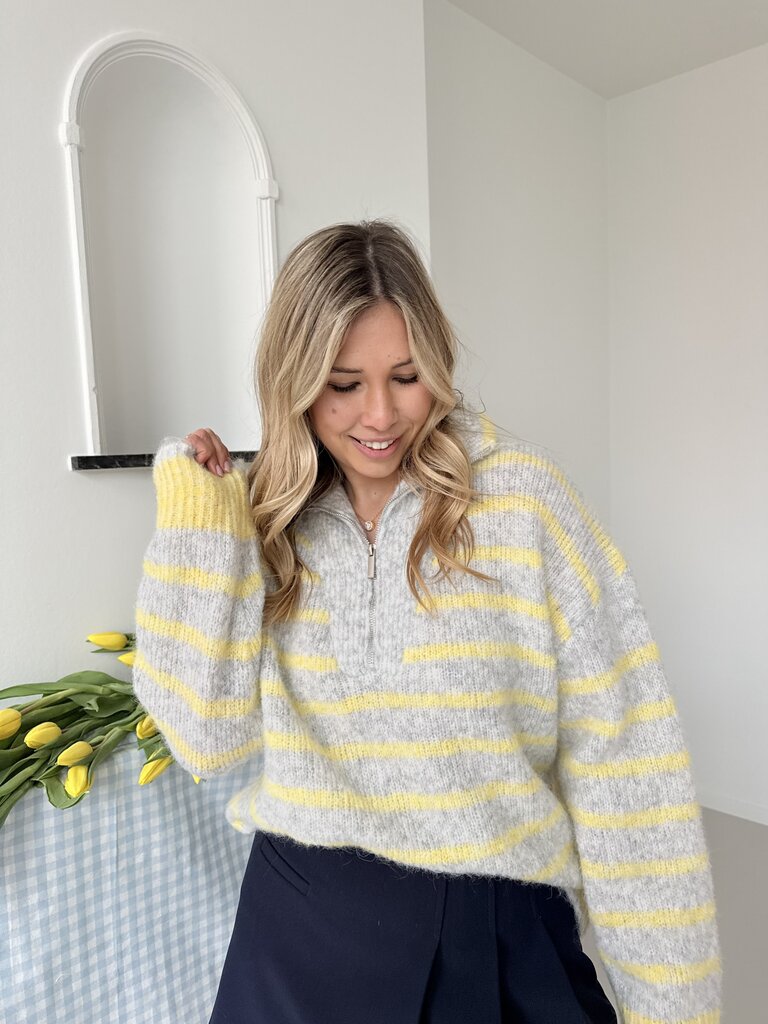 Julot zipper knit grey/yellow