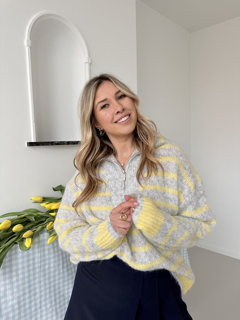 Julot zipper knit grey/yellow