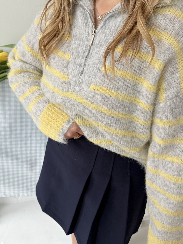 Julot zipper knit grey/yellow