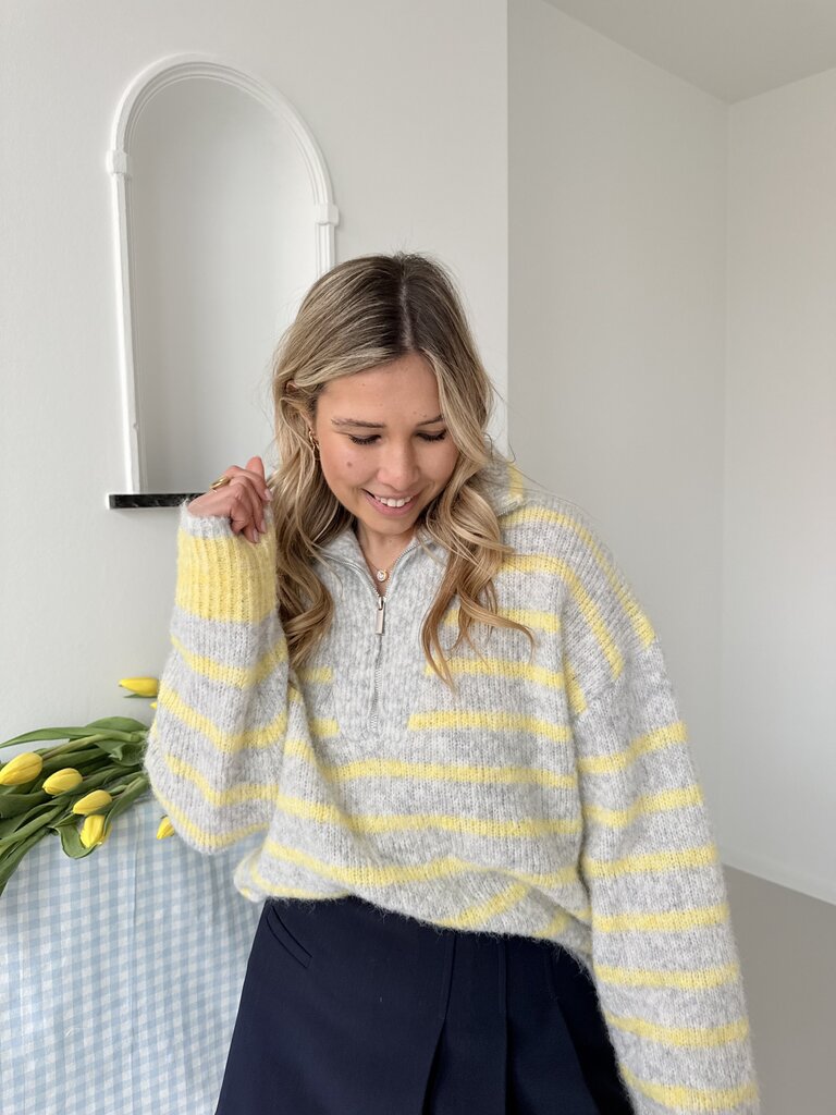 Julot zipper knit grey/yellow