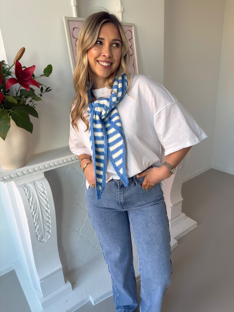 Lauren striped scarf blue
