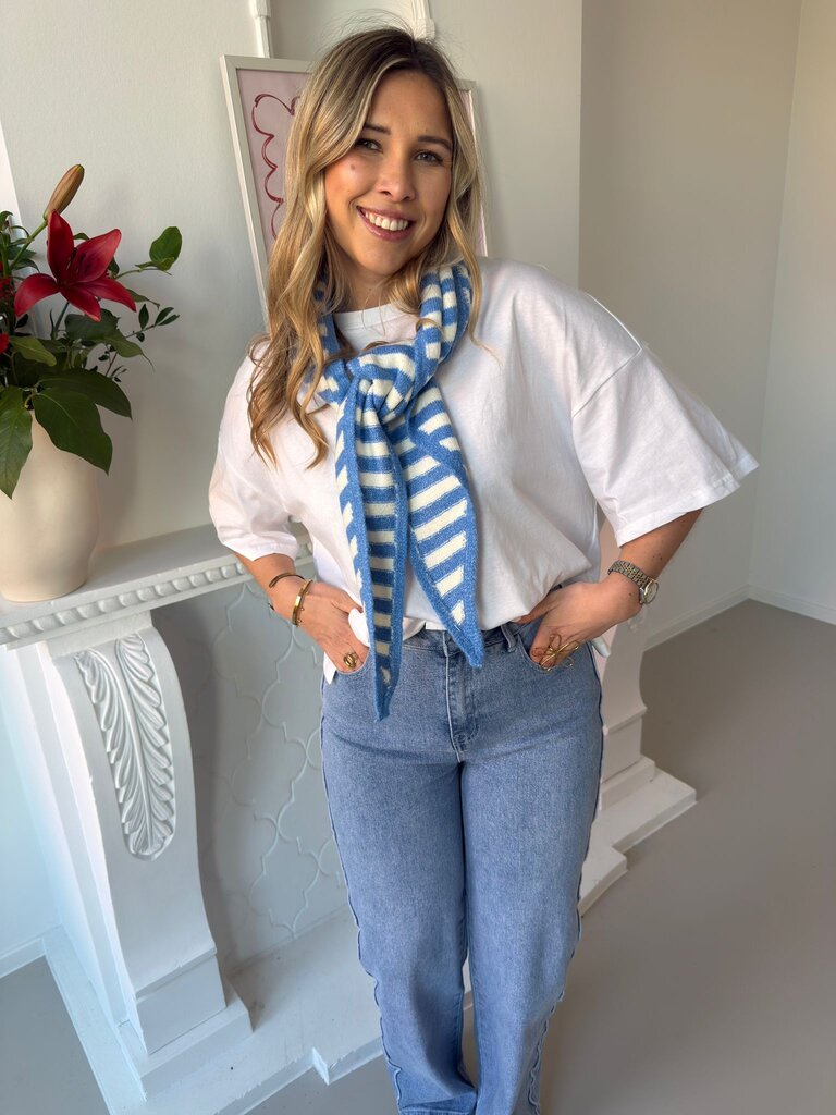 Lauren striped scarf blue