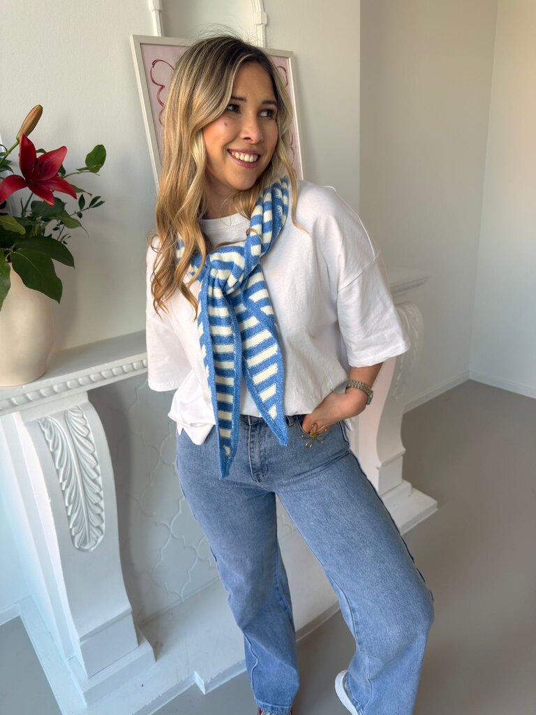 Lauren striped scarf blue