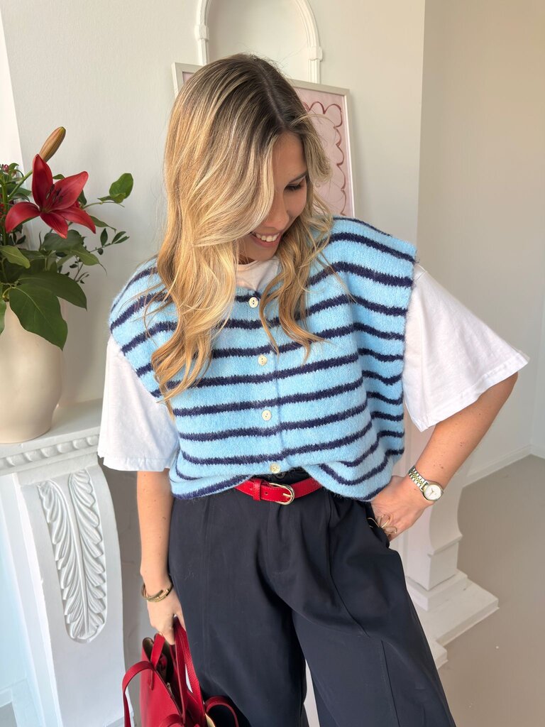 Anaïs striped gilet blue
