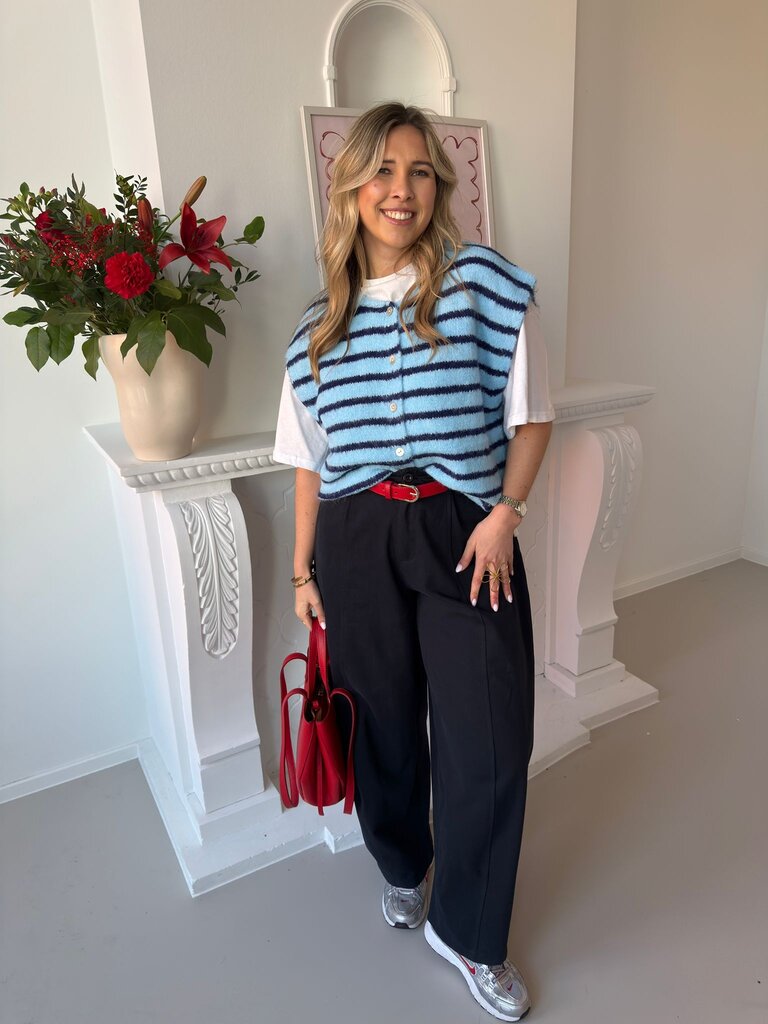 Anaïs striped gilet blue