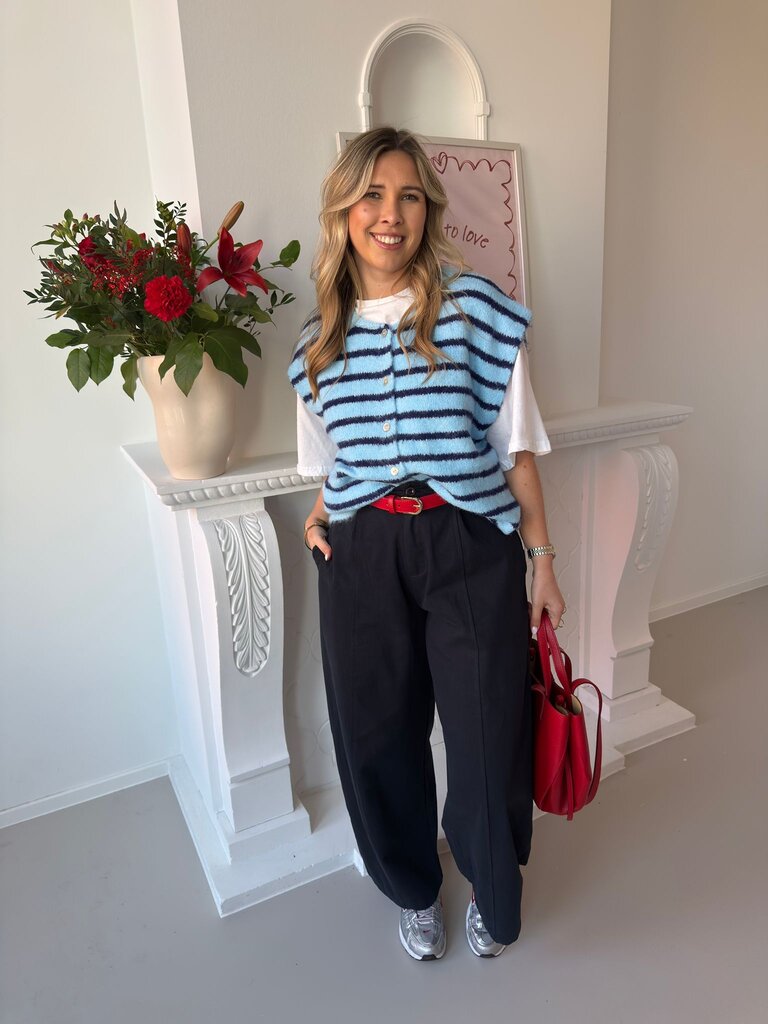 Anaïs striped gilet blue