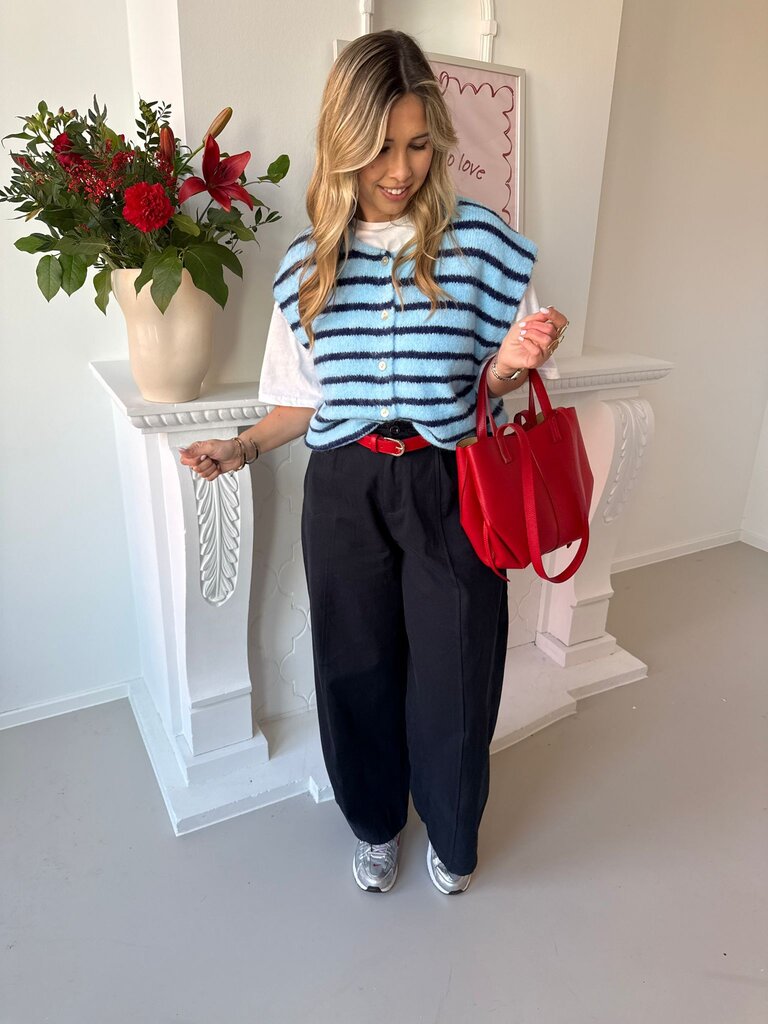 Anaïs striped gilet blue