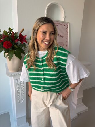 Anaïs striped gilet green