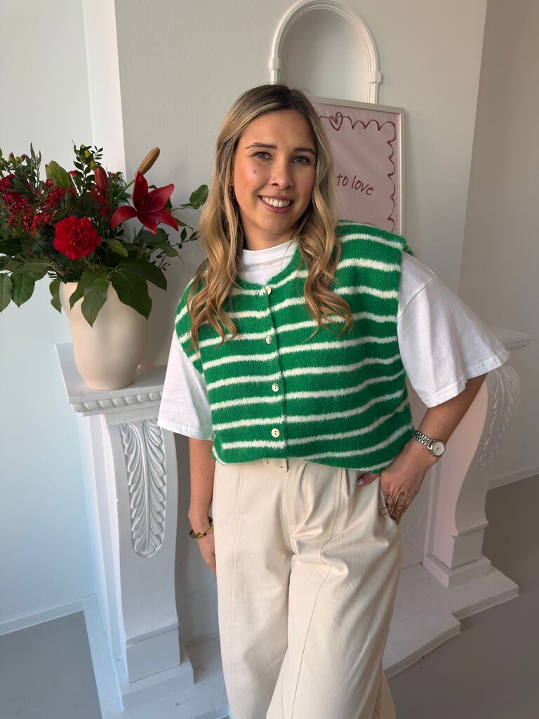 Anaïs striped gilet green
