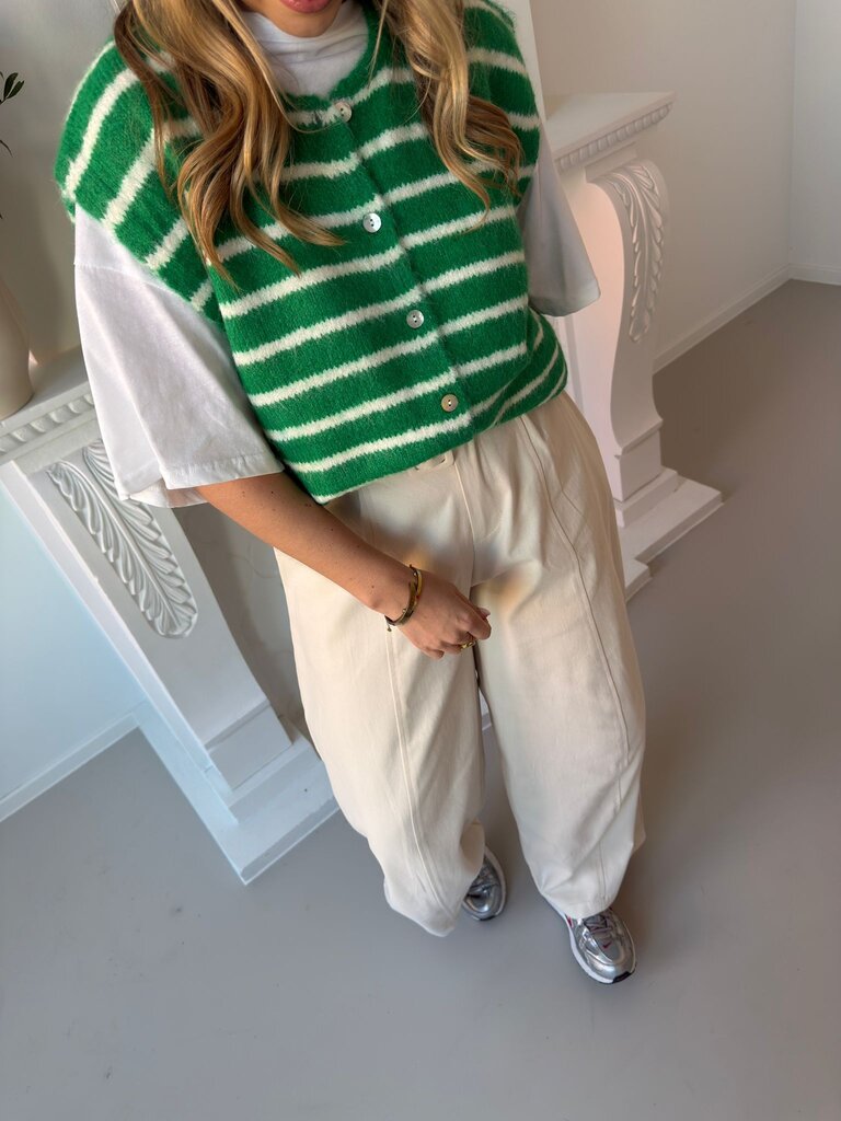Anaïs striped gilet green
