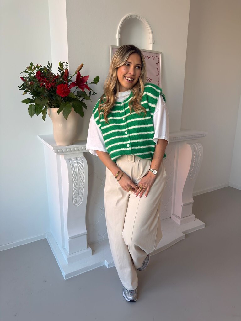 Anaïs striped gilet green