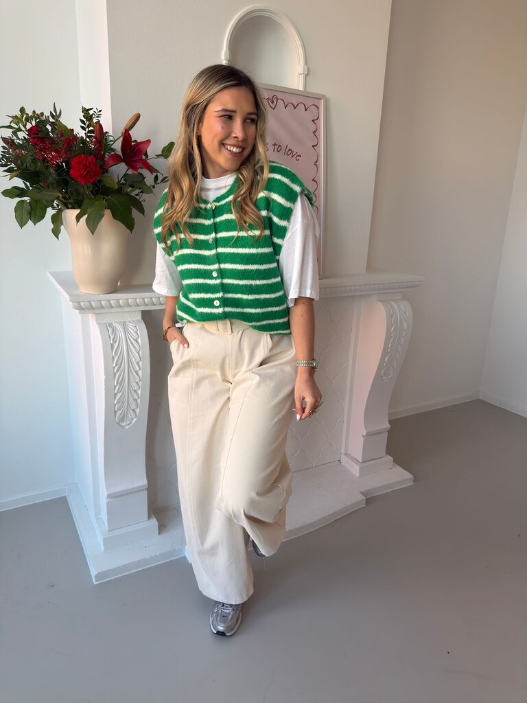 Anaïs striped gilet green