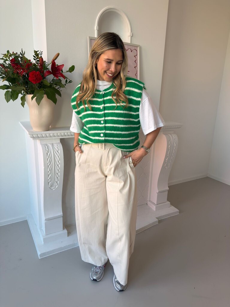 Anaïs striped gilet green