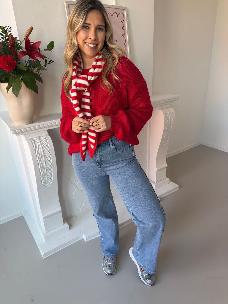 Lauren striped scarf red