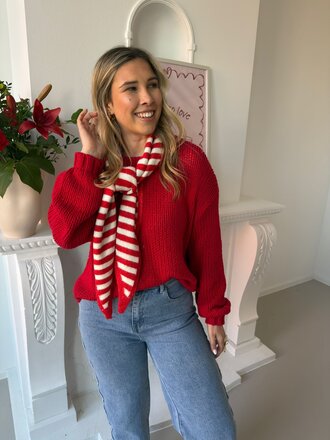 Lauren striped scarf red