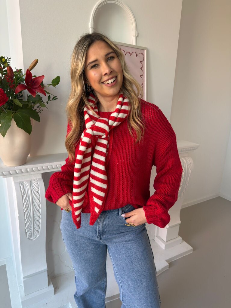 Lauren striped scarf red