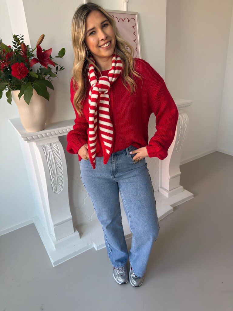 Lauren striped scarf red
