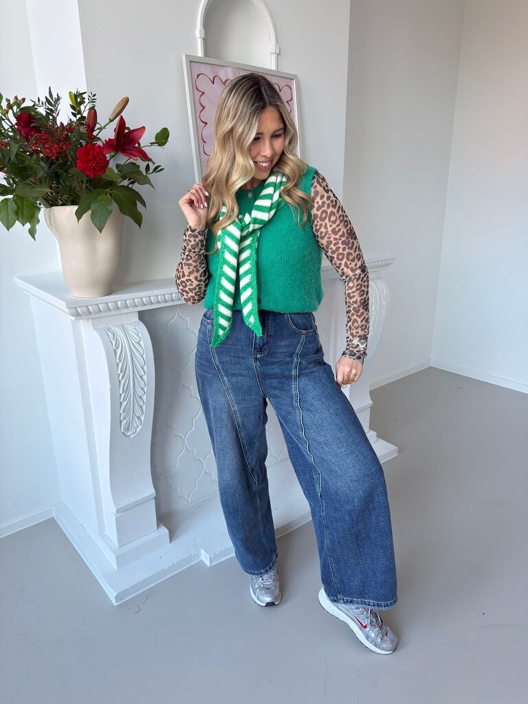 Lauren striped scarf green