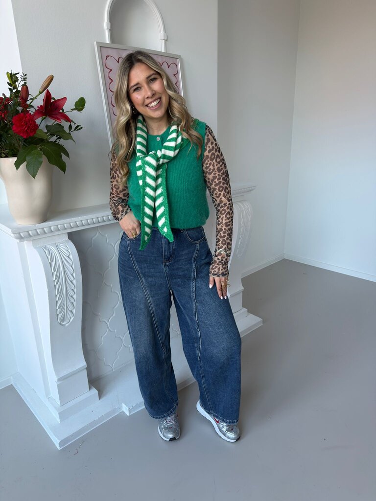 Lauren striped scarf green