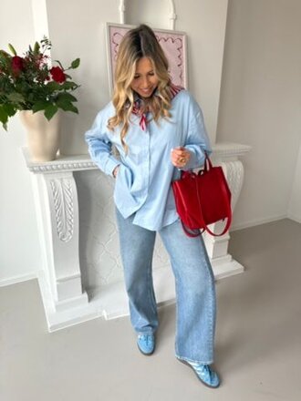 Lio shirt blue with striped scarf