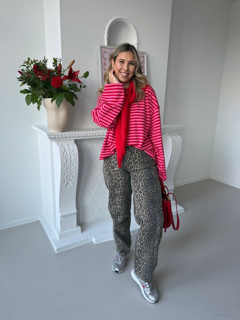 Leonie striped LS shirt red