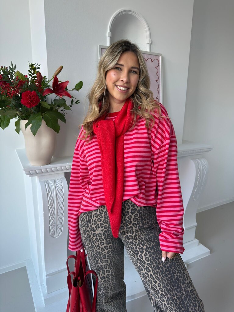 Leonie striped LS shirt red