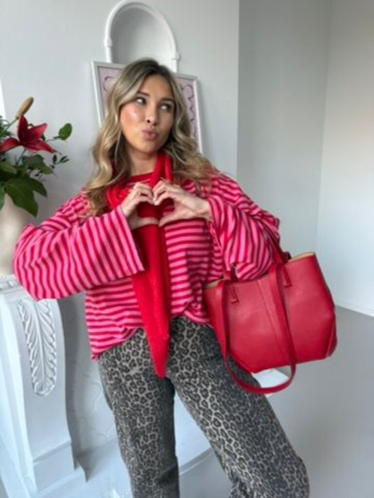 Leonie striped LS shirt red