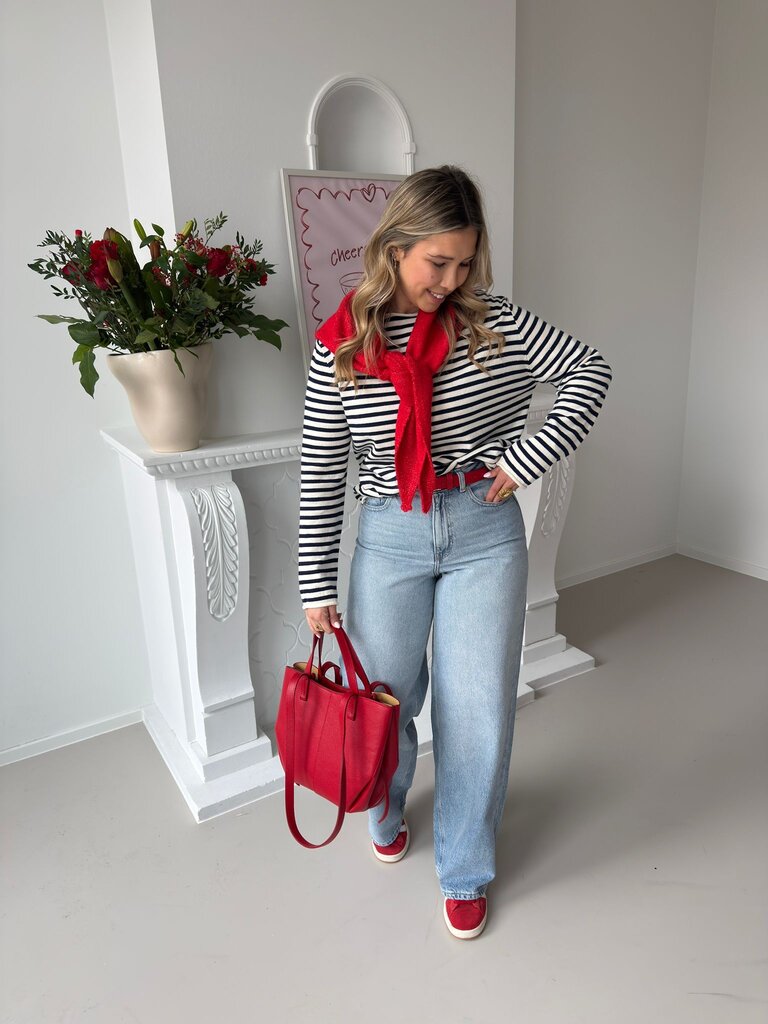 Oliva striped LS knit blue