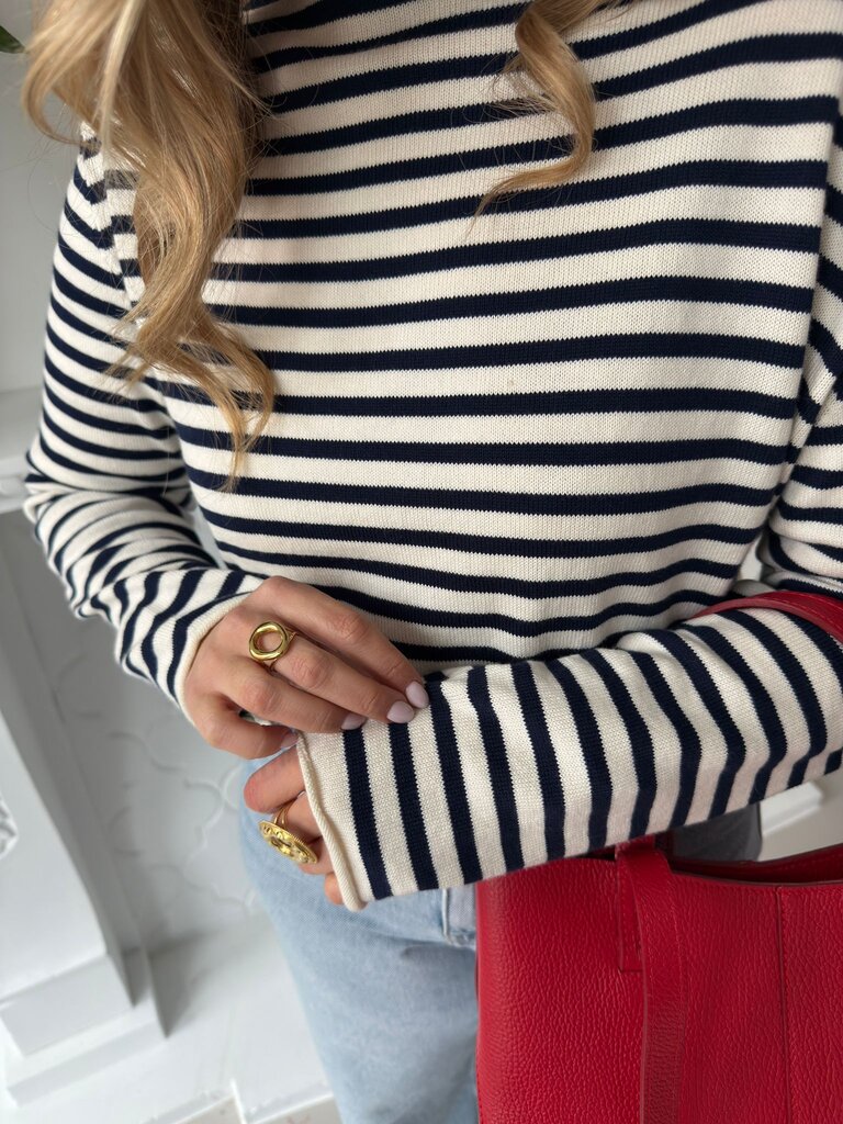 Oliva striped LS knit blue