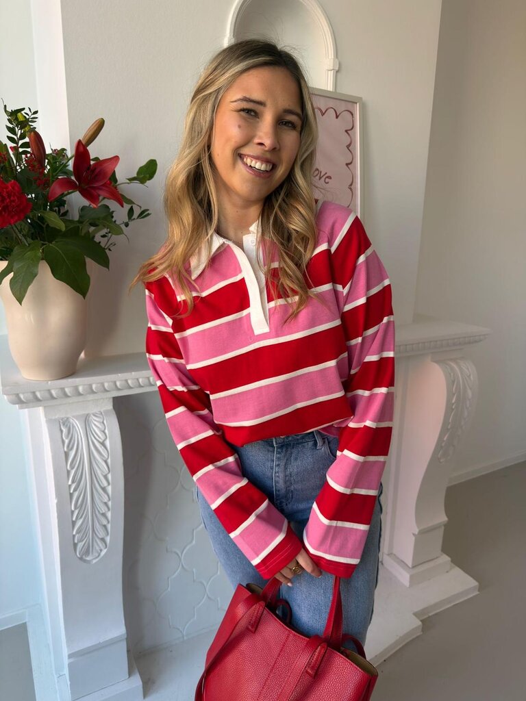Lisa polo sweat pink/red