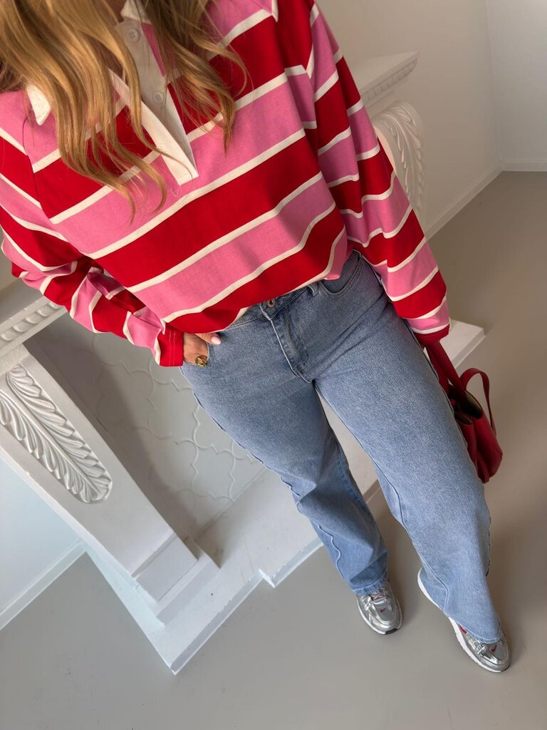 Lisa polo sweat pink/red