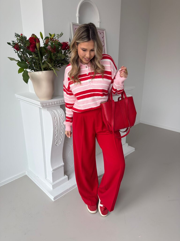 Zora polo knit pink/red