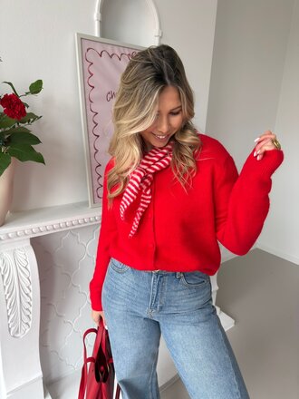 Ro gilet with striped scarf red