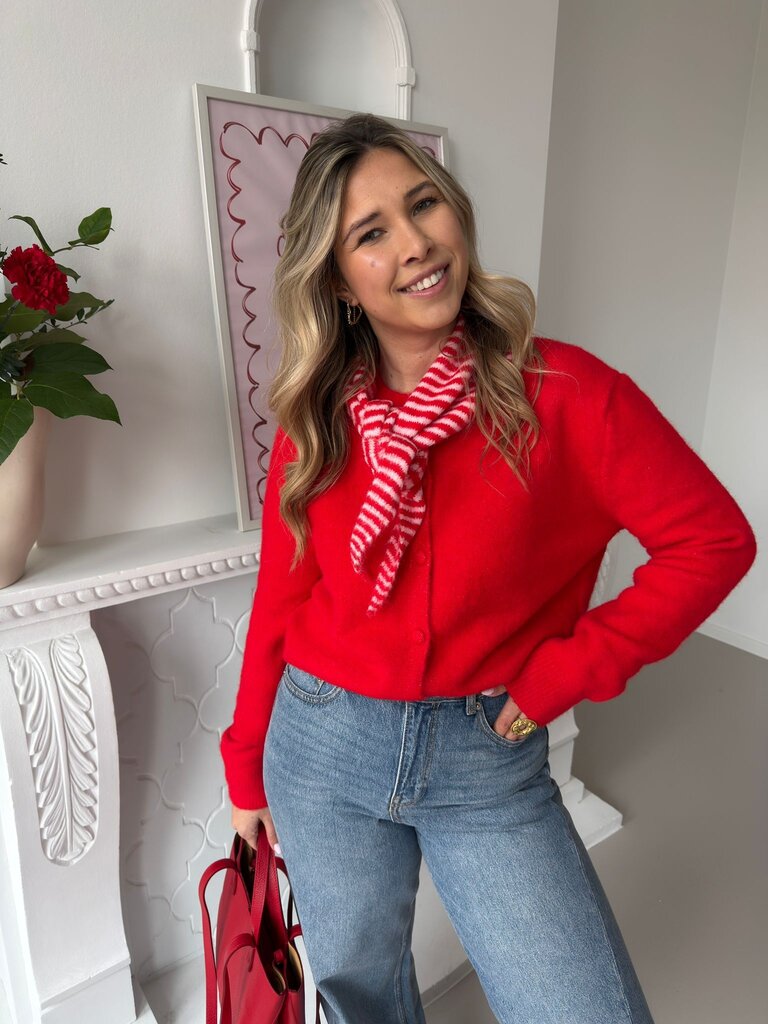 Ro gilet with striped scarf red